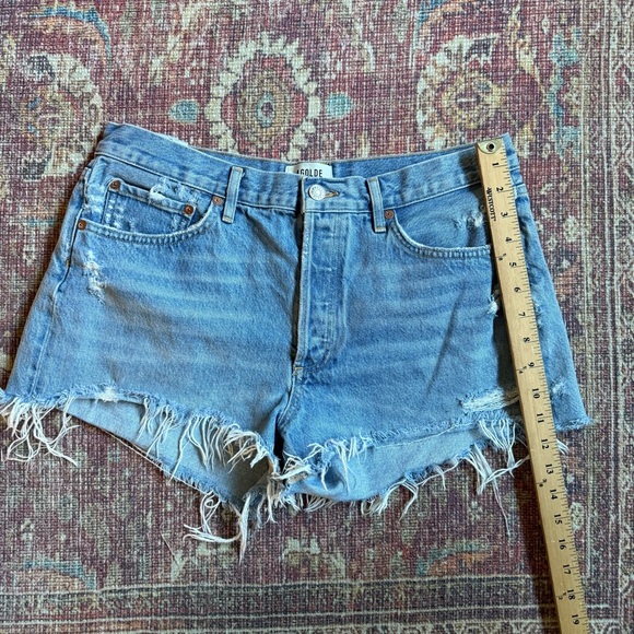 Agolde Button Fly Size 30 Parker Distressed Denim Women Shorts - Picture 4 of 13
